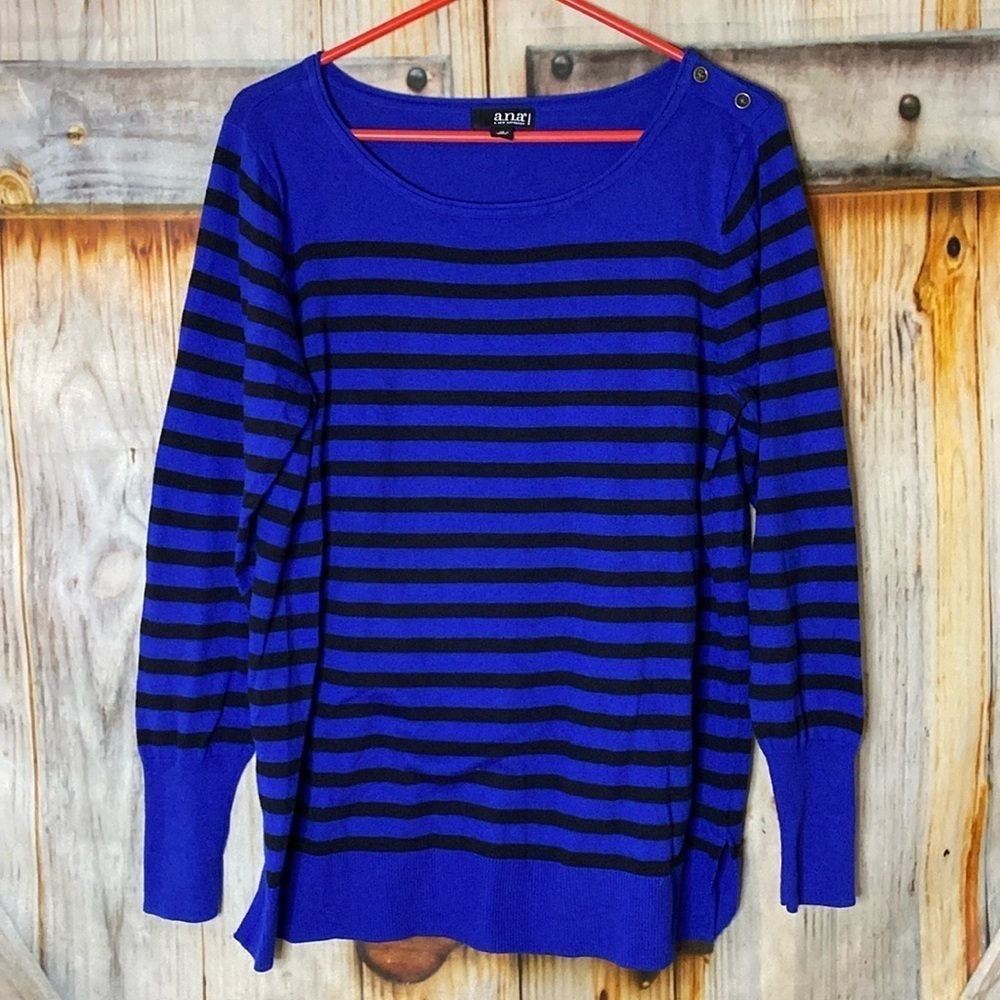 A.N.A. Stretchy Lightweight Striped Sweater 1x